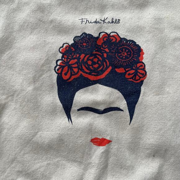 Frida Kahlo Cotton Canvas Tote Bag 14x15 Natural Cream Art Graphic EUC - Picture 3 of 7